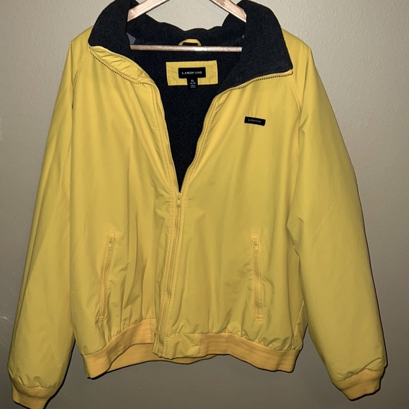 Vintage Yellow Lands’ End Thermacheck Lined Jacket | Size XL 45-48 - Picture 1 of 9